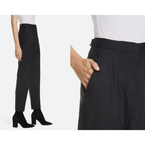 NWT! Nili Lotan 6 Lia Stretch Wool Dress Pants Adjustable Waist Cropped Black - Picture 2 of 5